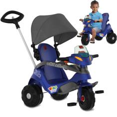 Imagem de Triciclo Velobaby Reclinavel Com Capota Passeio Pedal Azul Bandeirante