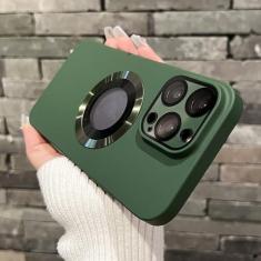 Imagem de Capa magnética para iphone 11 12 13 14 15 pro max capa de cor sólida para iphone 15 14 pro caso com filme de câmera, verde, para iphone 11