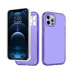 Imagem de Capa de telefone resistente à prova de choque para iPhone 12 12pro 12mini 12pro max 2 em 1 capa para iPhone 11 11pro 11pro max xs max xr 6 7 Plus 360 capa protetora (para iPhone X, roxo)