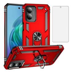 Imagem de Asuwish Capa de telefone para Motorola Moto G Play 2024 com protetor de tela de vidro temperado e suporte de anel de suporte rígido à prova de choque metal magnético acessórios para celular resistente