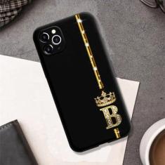 Imagem de Capa de telefone rosa ouro 26 letras para iphone 12 13 11 14 pro para iphone x xs xr xsmax coroa capa traseira, b, para iphone xr