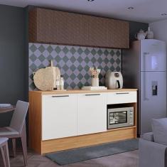 Imagem de Balcão Gabinete de Cozinha 190 cm com 2 Portas Melissa Branco com freijó