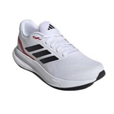 Imagem de adidas Run Falcon 5 Tênis masculino, Branco/Preto/Better Scarlet, 9 Wide