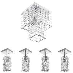 Imagem de Kit 4 Lustre Clearcrillic Quad. + 1 Marrycrilic Cristal Acr - Marryluz