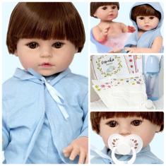 Imagem de Boneco Estilo Bebê Reborn Baby Alive Menino Cabelo Castanho
