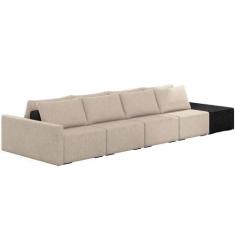 Imagem de Sofá Ilha Modular Para Sala 392cm Com Puff Dublin K01 Linho Bege E Sin