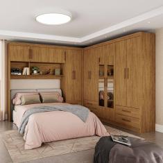 Imagem de Guarda-Roupa Casal Modulado Hércules 11 Portas 6 Gavetas com Espelho Cinamomo - Carioca Móveis