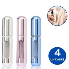 Imagem de Kit C/ 4 Porta Perfume Mini Frasco 5ml Recarregável Para Viagem Portát