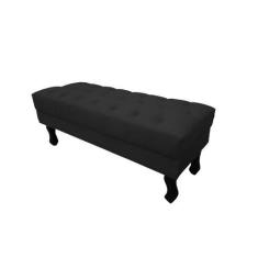 Imagem de Recamier Baú Luis Xv Capitonê Retrô 100 Cm Couro Preto Ms Decor - Mans