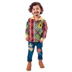 Imagem de Roupa Infantil Masculina Caipira Camisa Xadrez Festa Junina - Fantasia