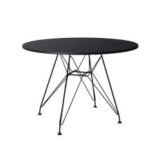 Imagem de Mesa Eiffel Redonda 90Cm Tampo De Madeira Preto Com Base De Ferro Preto - Cor: Preto