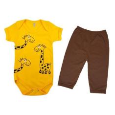 Imagem de Body Fantasia de Bebê Suedine 100% Algodão Girafinhas + Calça Ou Short