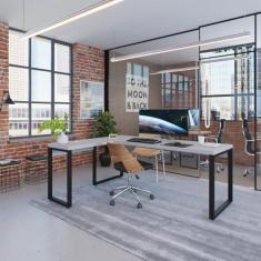 Imagem de Escrivaninha em L Yon Presidente 190x70x75 Branco/Preto