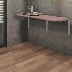 Imagem de Mesa Suspensa de Estudos Parede 120cm Escritório Suporte Prata mdf Rose - Ahazzo Móveis