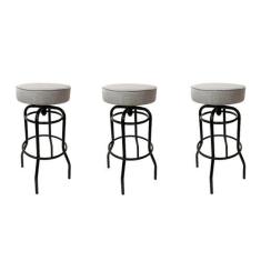 Imagem de Banqueta Alta Bar Giratória cor Preta Assento linho cinza Confortável 