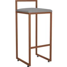 Imagem de Banqueta Alta Para Cozinha Sala De Jantar Hanna L02 Bronze Corano Cinza - Lyam Decor