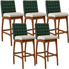 Imagem de Kit 05 Banquetas Altas B04 Verde Musgo Champagne