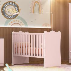 Imagem de Berço Simples Doce Sonho 1 Qmovi Rosa Acetinado + Colchão Gazin