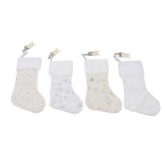 Imagem de Nurnesy 4 peças de meias decoradas de madeira para janela de Natal meias para casa, enfeite de floco de neve, enfeite de Natal para festas de Natal, enfeites de Natal, decoração de Natal com madeira