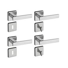 Imagem de Kit 2 Fechaduras Interna e 2 WC Quad Concept Pado Cromado