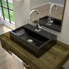 Imagem de Kit Cuba Q45 com Torneira Luxo 1195 Metal e Válvula Click 1 Pol. Sifão