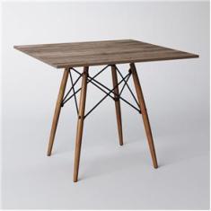 Imagem de Mesa De Jantar Eiffel Quadrado Tampo De Madeira 90cm Amêndoa
