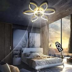 Imagem de Ventilador de teto silencioso LED com iluminação Criatividade moderna regulável 6 lâmpadas Ventilador de teto com ventilador de controle remoto Lâmpada de teto para quarto infantil Sala de e