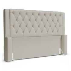 Imagem de Cabeceira Cama Box Casal Padrão Atena 160cm Capitonê com Frame Sintético Bege - Desk Design