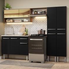 Imagem de Armário De Cozinha Compacta 229cm Com Pia Rustic/preto Emilly Madesa 11 Rustic/preto