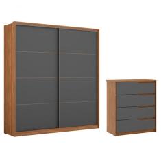 Imagem de Conjunto Guarda Roupa Belga E Comoda Atria Amendola Grafito