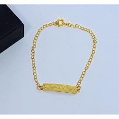 Imagem de Pulseira Infantil Bebê menina Menino com Plaquinha Lisa Frase Anjinho da Mamãe Folheado Ouro Dourado Antialérgico