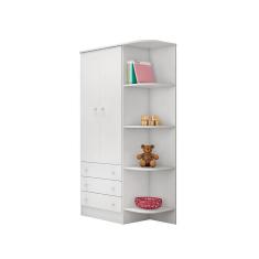 Imagem de Guarda-Roupa Infantil 2 portas 3 gavetas e Cantoneira Doce Sonho Branco Qmovi