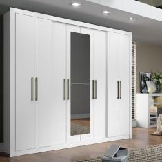Imagem de Guarda Roupa Casal 8 Portas 4 Gavetas Espelho 1096 Carraro - Branco Branco