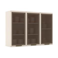 Imagem de Armário de Cozinha Modulado Connect c/ 3 Portas Vidro 120cm Off White - Henn