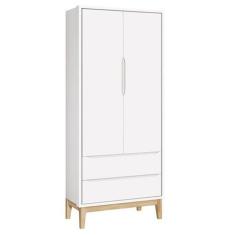 Imagem de Guarda Roupa Infantil Classic 2 Portas Branco Fosco Com Pés Madeira Na