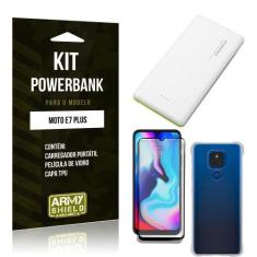 Imagem de Kit Moto E7 Plus Carregador Portátil 5K + Capa Anti Impacto + Película