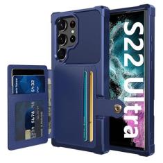 Imagem de Tcaraersing Capa carteira para Samsung Galaxy S22 Ultra, compatível com suporte magnético para carro, resistente, à prova de choque, resistente, macio, TPU (poliuretano termoplástico), capa flip para