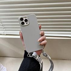 Imagem de Colar Crossbody Colar Cadeia de Mármore Capa de Silicone para Iphone 13 12 Mini 11 Pro XS Max XR X 8 7 6S 6 Plus SE 2020 Capa, Gary com cordão, para iphone 13