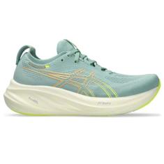 Imagem de ASICS Tênis de corrida feminino Gel-Nimbus 26, Celadon claro/amarelo seguro, 42
