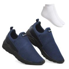 Imagem de Tênis Sem Cadarço Masculino Slip On Esportivo Comfort Calce Fácil + Meia Cano Curto