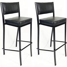 Imagem de Kit 2 Banquetas EMPILHÁVEL Preta Altura 65cm assento e encosto Preto - Poltronas do Sul