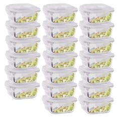 Imagem de Conjunto Jogo 20 Potes Vidro Hermético Tampa 4 Travas 320ml