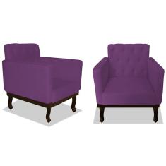 Imagem de Kit 02 Poltronas Decorativas Classic Suede Roxo - AM Decor