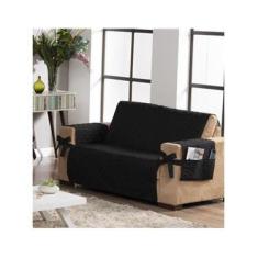 Imagem de Capa De Sofá 2 Avulso Lugares Preto Laço E Porta Objetos