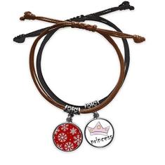 Imagem de DIYthinker Pulseira de couro de princesa com corrente de mão e floco de neve de Natal