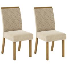 Imagem de Kit 2 Cadeiras Estofadas para Sala de Jantar Vita Nature/Linho - Henn