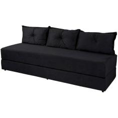 Imagem de Sofá Cama Bicama 3 Lugares Casal Sofanete Suede Orthovida - Preto