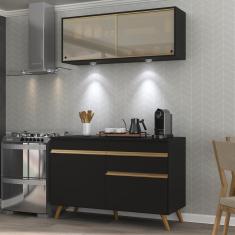 Imagem de Cozinha Compacta 2 peças com Leds MP2013 Veneza Up Multimóveis Preta