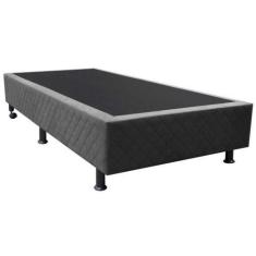 Imagem de Base Box para Cama Solteiro 88x188cm Liz S05 Suede Bordado Cinza - Mpo