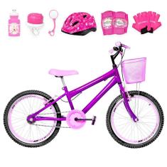 Imagem de Bicicleta Infantil Aro 20 Aero + Kit Proteção Violeta e Rosa